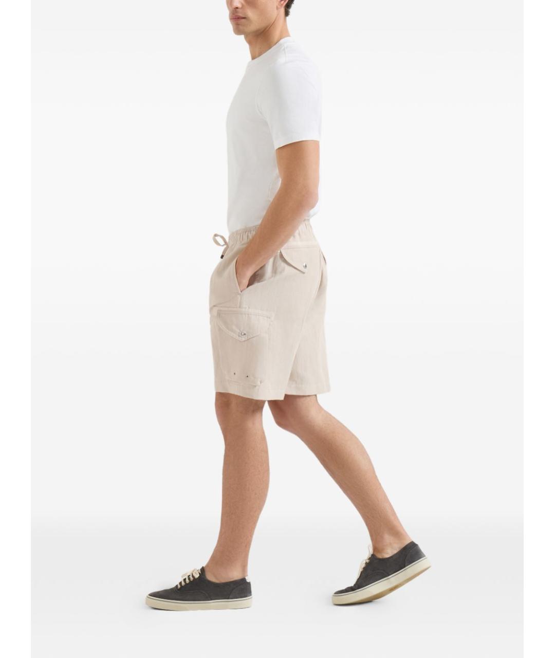 BRUNELLO CUCINELLI Бежевые льняные шорты, фото 3