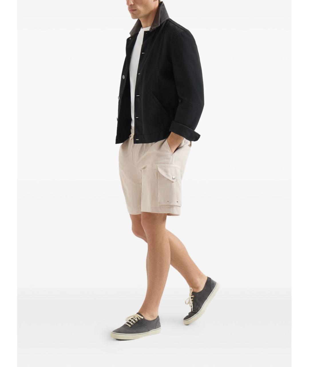 BRUNELLO CUCINELLI Бежевые льняные шорты, фото 4