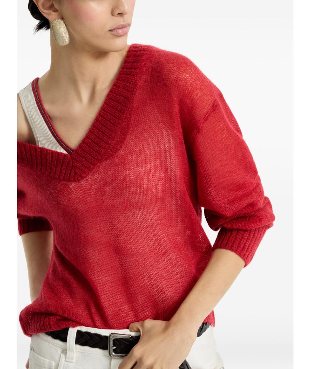 BRUNELLO CUCINELLI Красный шерстяной джемпер / свитер, фото 5