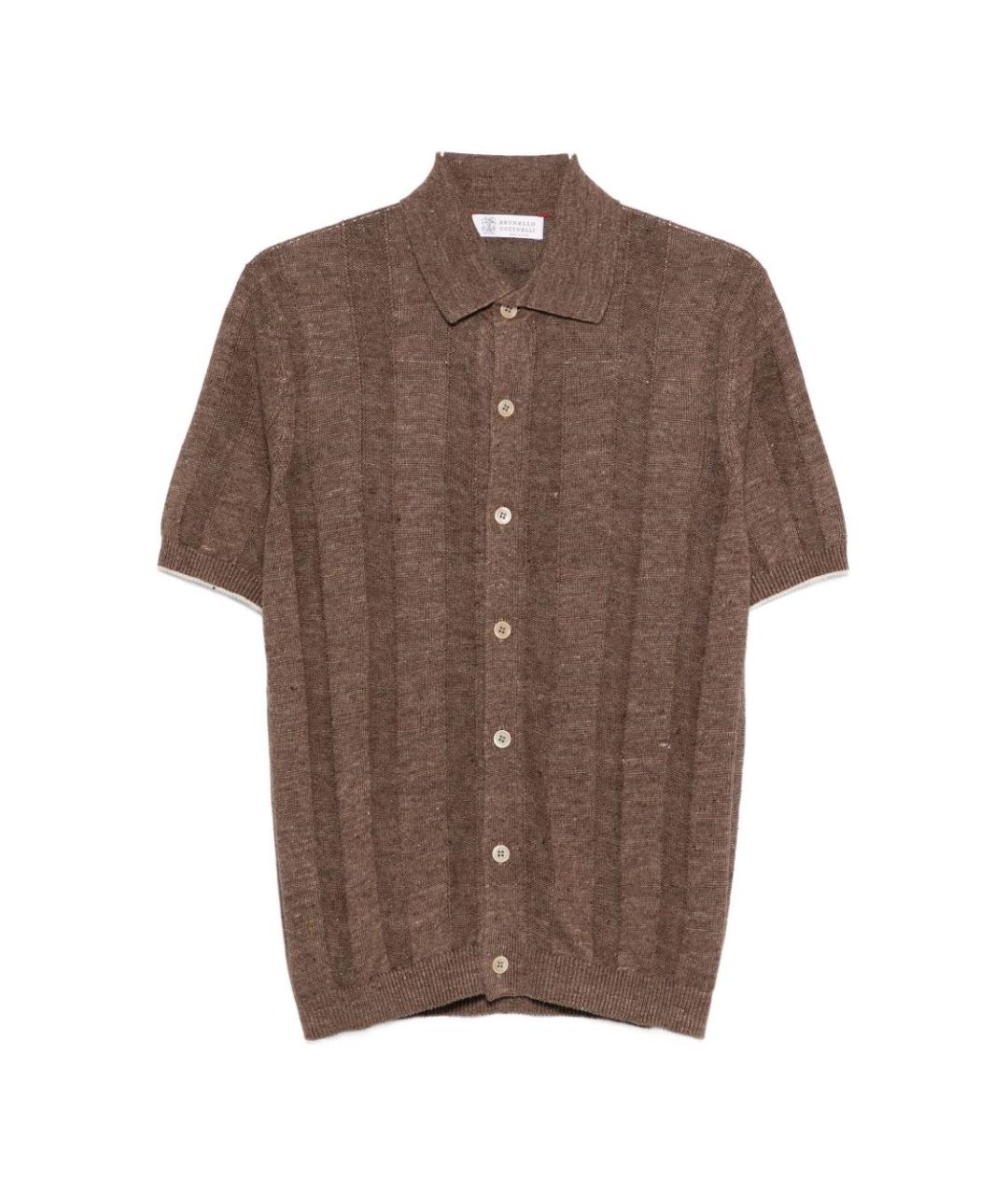 BRUNELLO CUCINELLI Коричневый льняной кардиган, фото 1