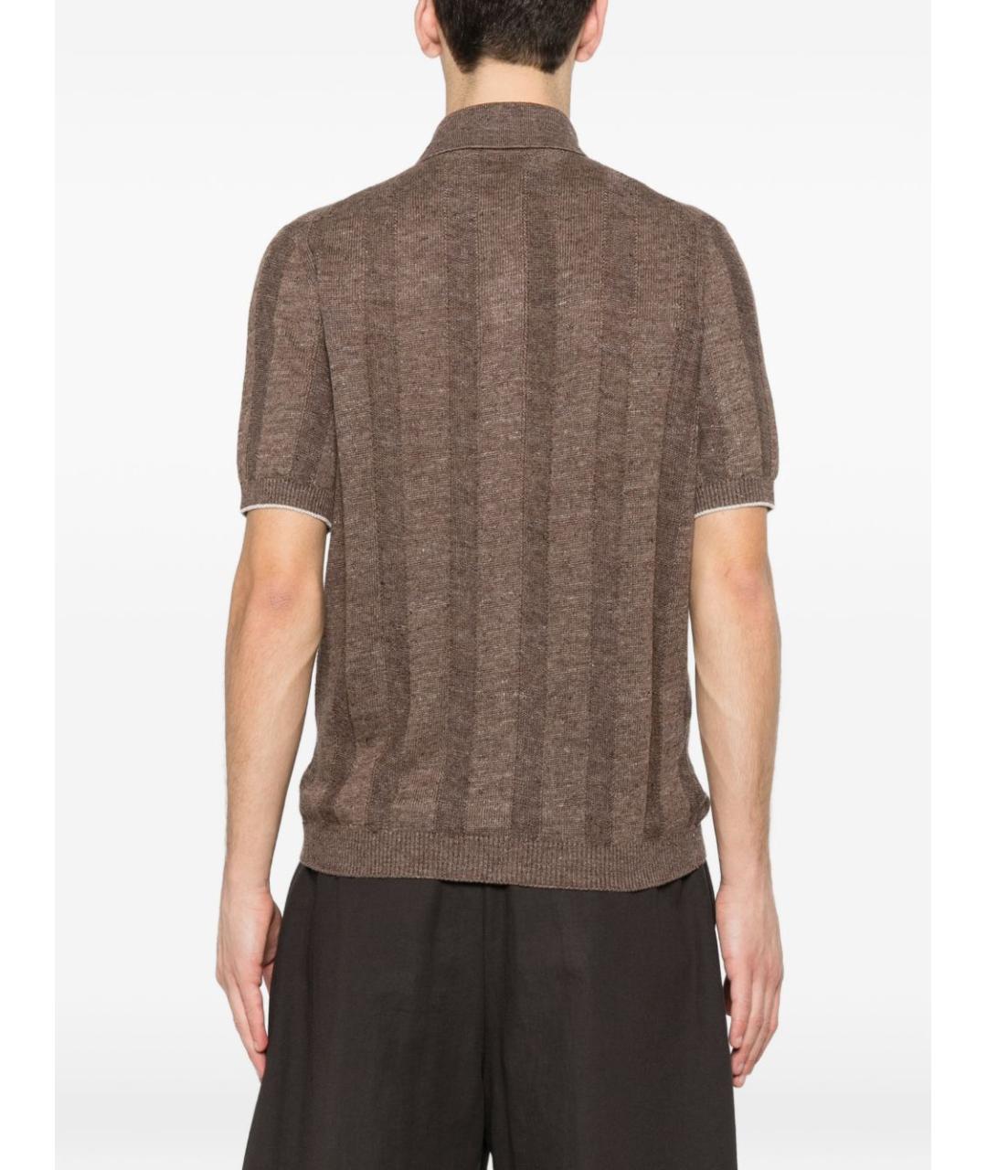 BRUNELLO CUCINELLI Коричневый льняной кардиган, фото 5