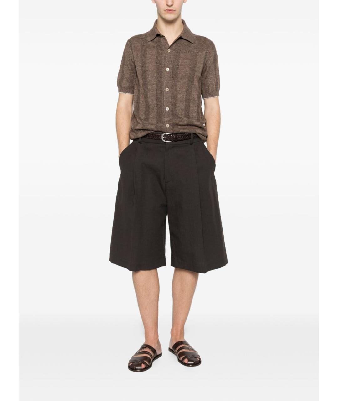 BRUNELLO CUCINELLI Коричневый льняной кардиган, фото 3