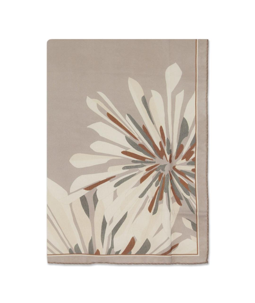 BRUNELLO CUCINELLI Коричневый шелковый платок, фото 3