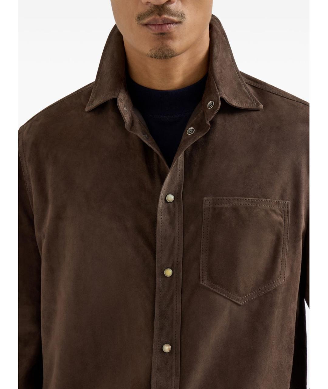 BRUNELLO CUCINELLI Коричневая замшевая куртка, фото 3