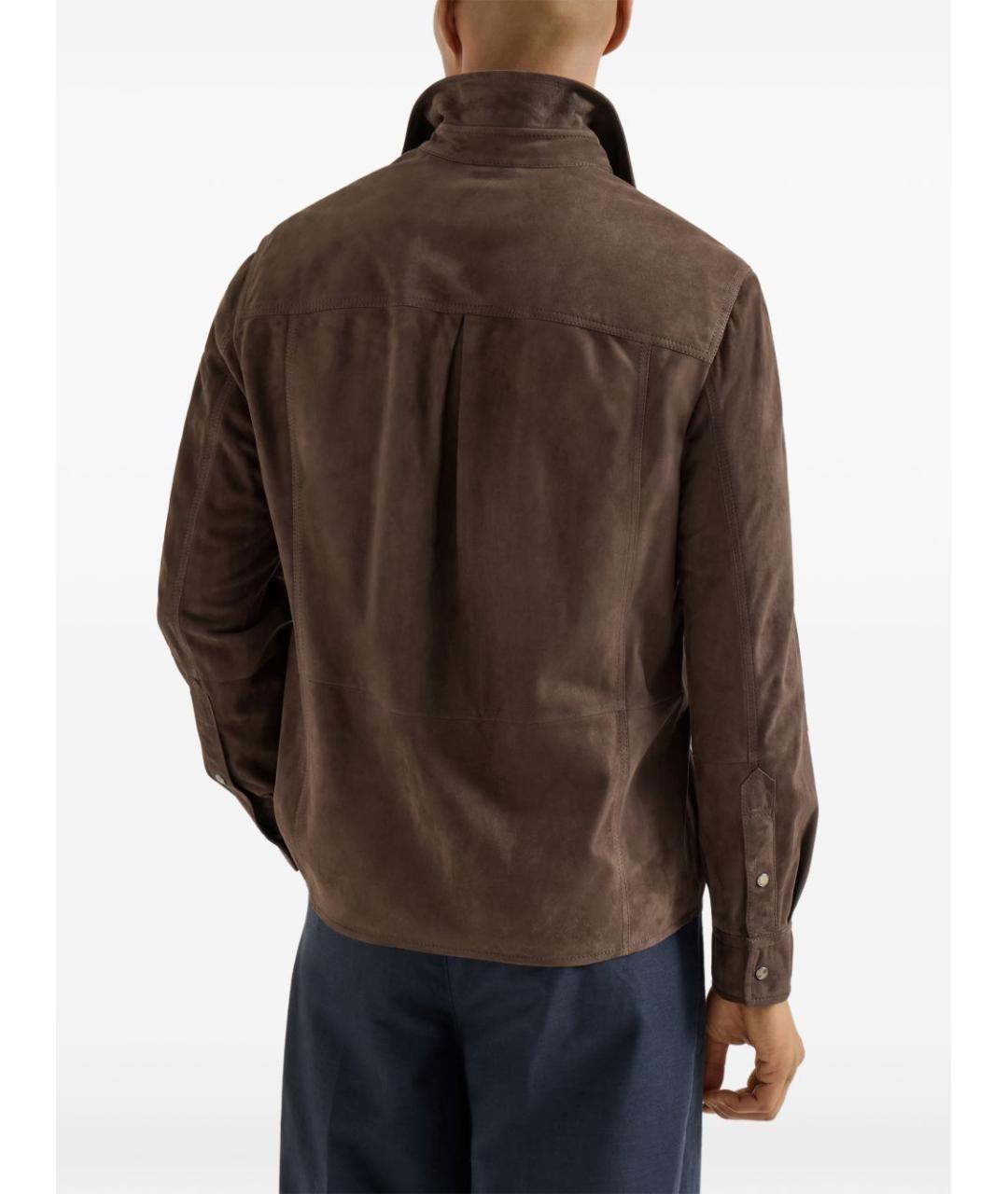 BRUNELLO CUCINELLI Коричневая замшевая куртка, фото 4