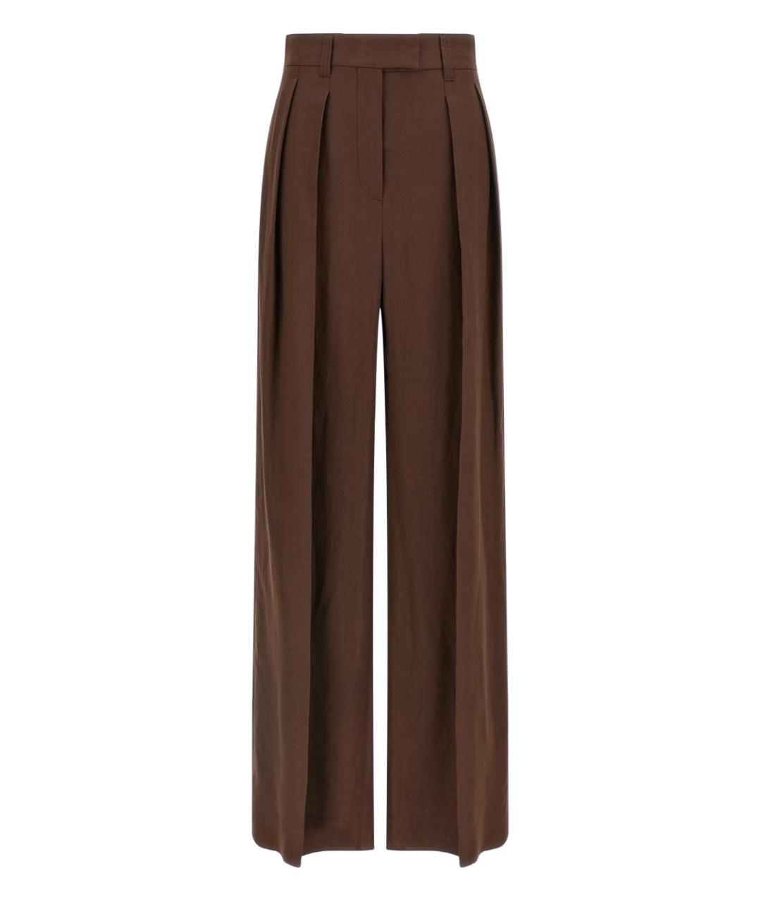 BRUNELLO CUCINELLI Коричневые льняные прямые брюки, фото 1