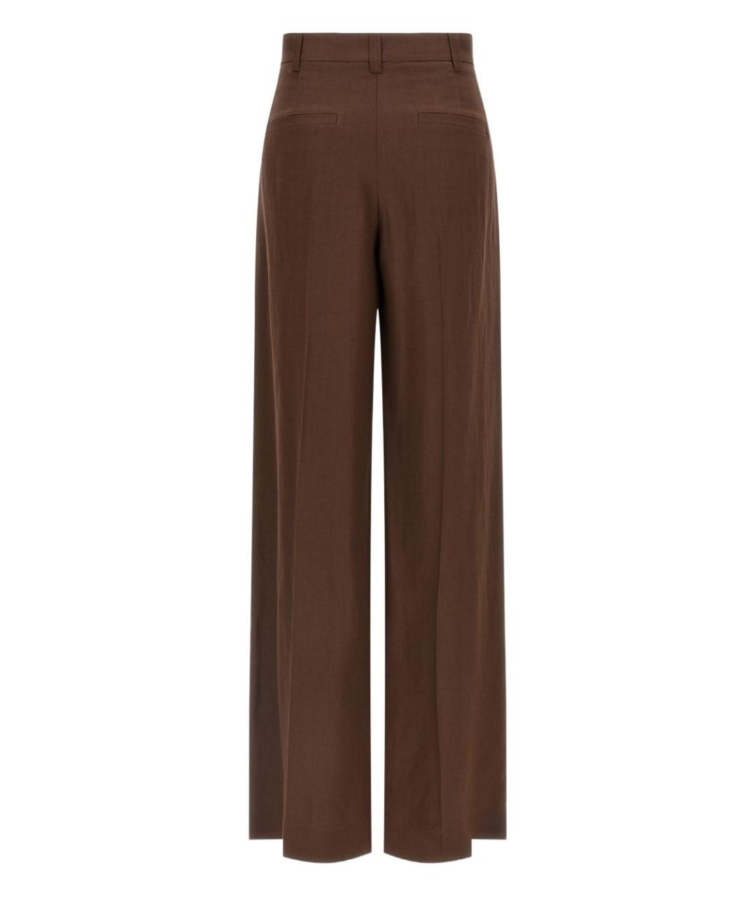 BRUNELLO CUCINELLI Коричневые льняные прямые брюки, фото 2
