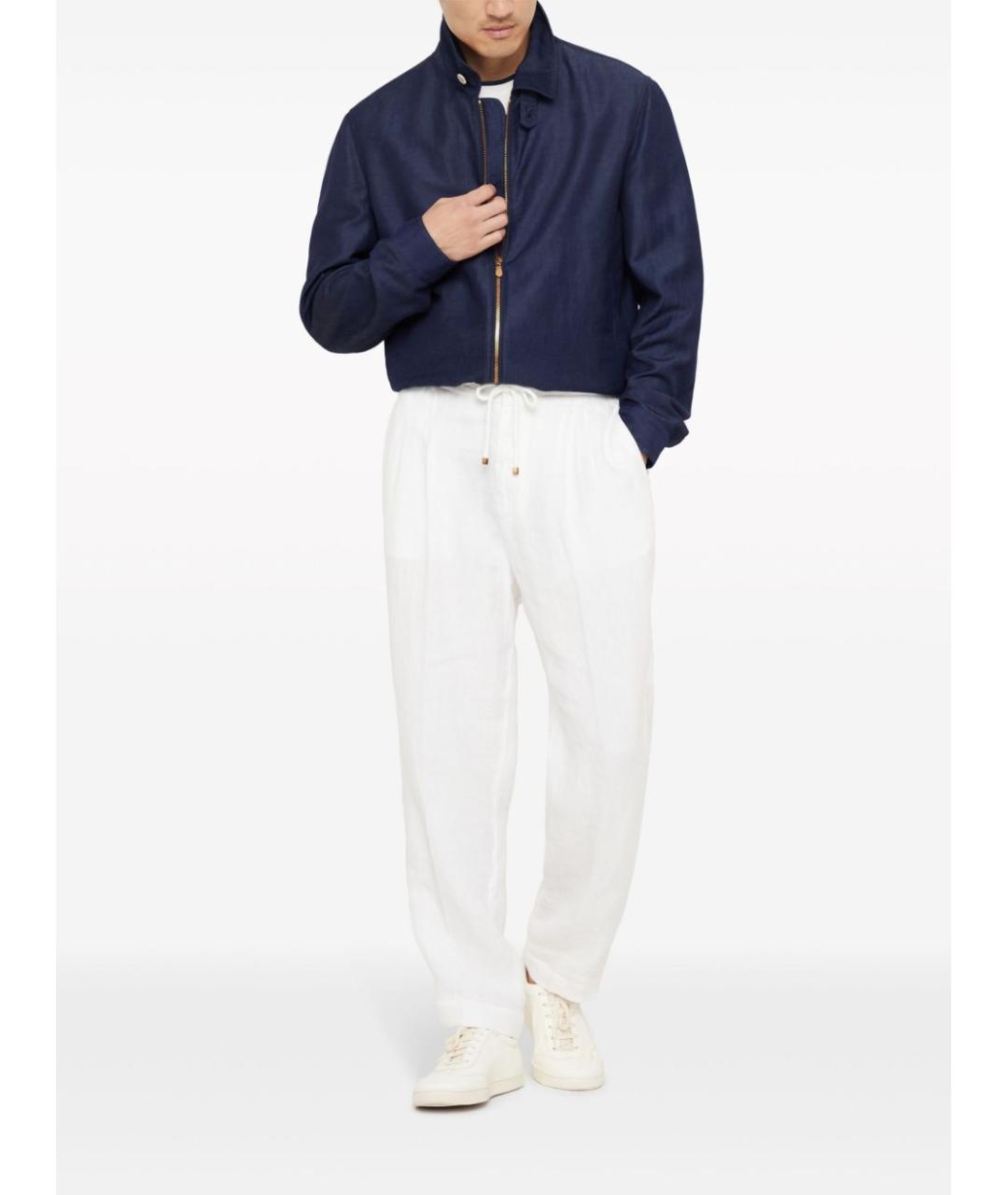 BRUNELLO CUCINELLI Белые льняные повседневные брюки, фото 2