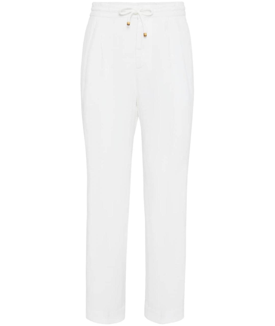 BRUNELLO CUCINELLI Белые льняные повседневные брюки, фото 1
