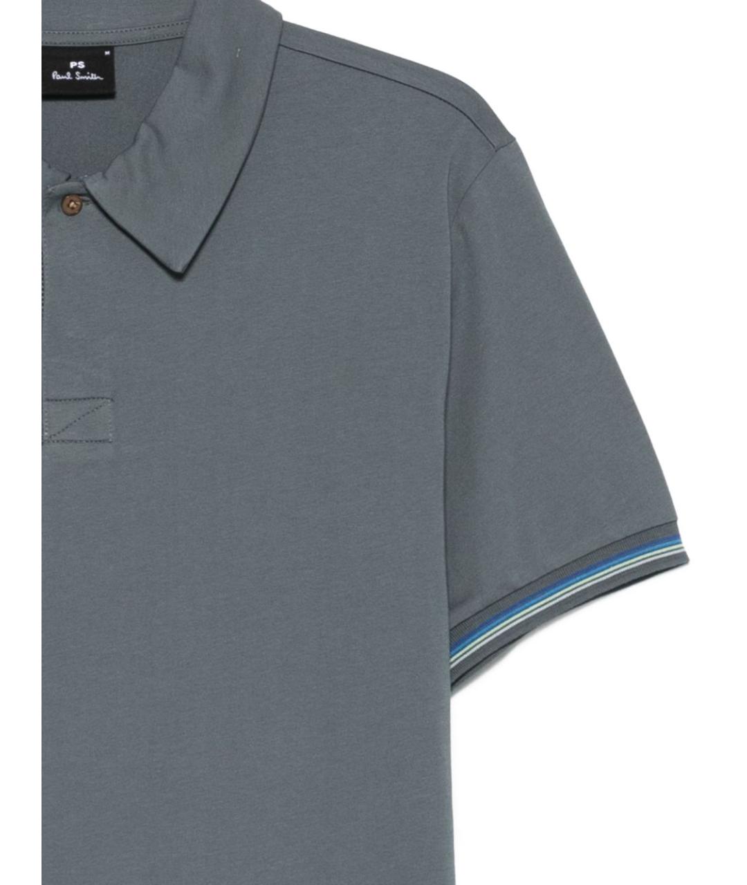 PAUL SMITH Серое хлопковое поло с коротким рукавом, фото 3