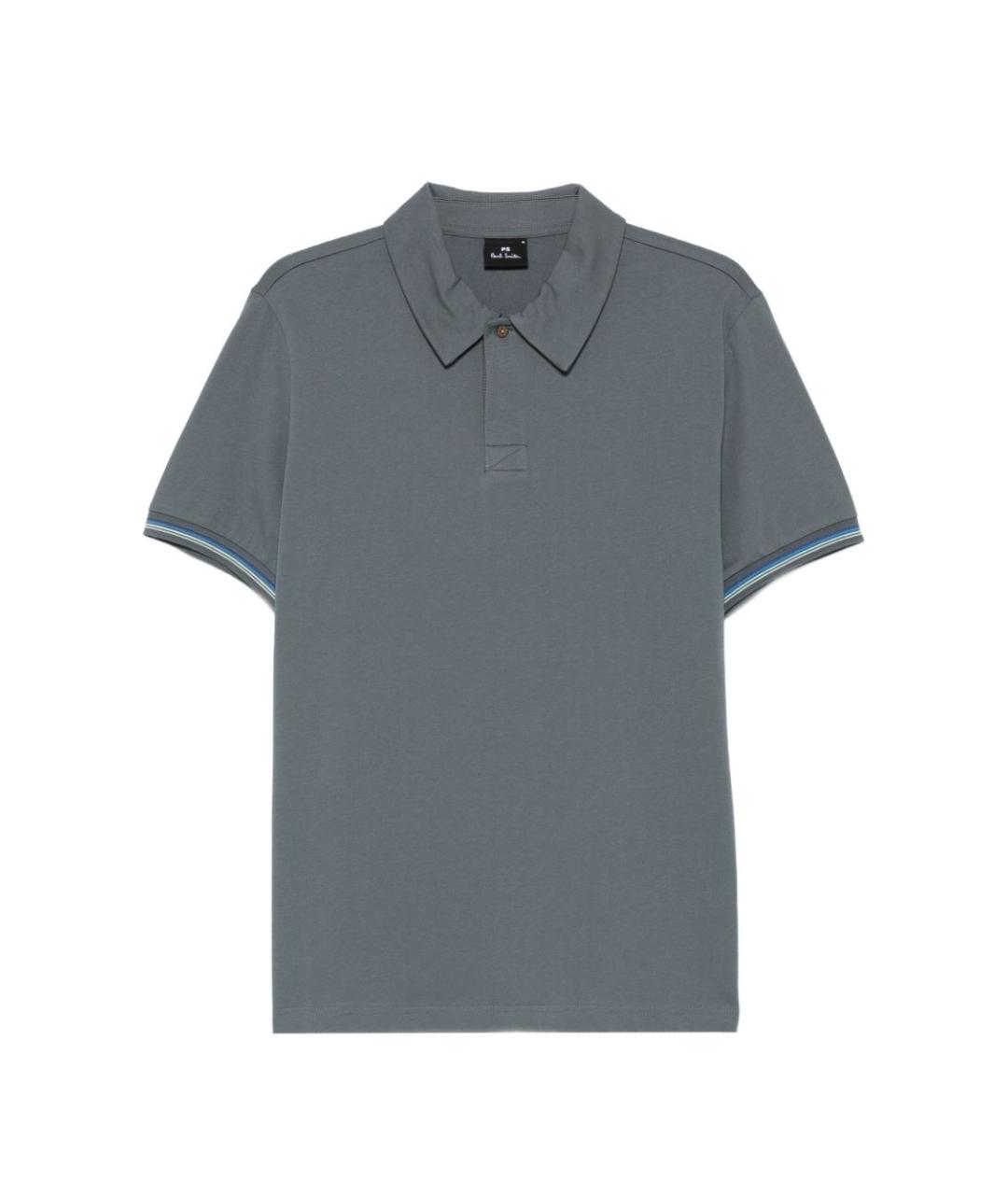 PAUL SMITH Серое хлопковое поло с коротким рукавом, фото 1