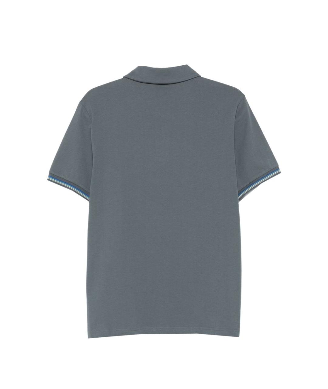 PAUL SMITH Серое хлопковое поло с коротким рукавом, фото 2