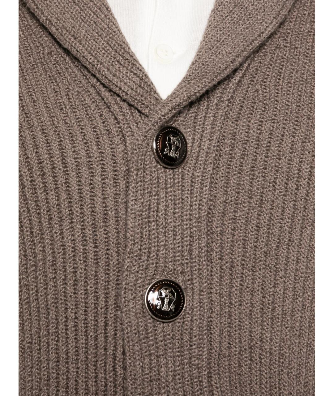 BRUNELLO CUCINELLI Коричневый хлопковый кардиган, фото 4