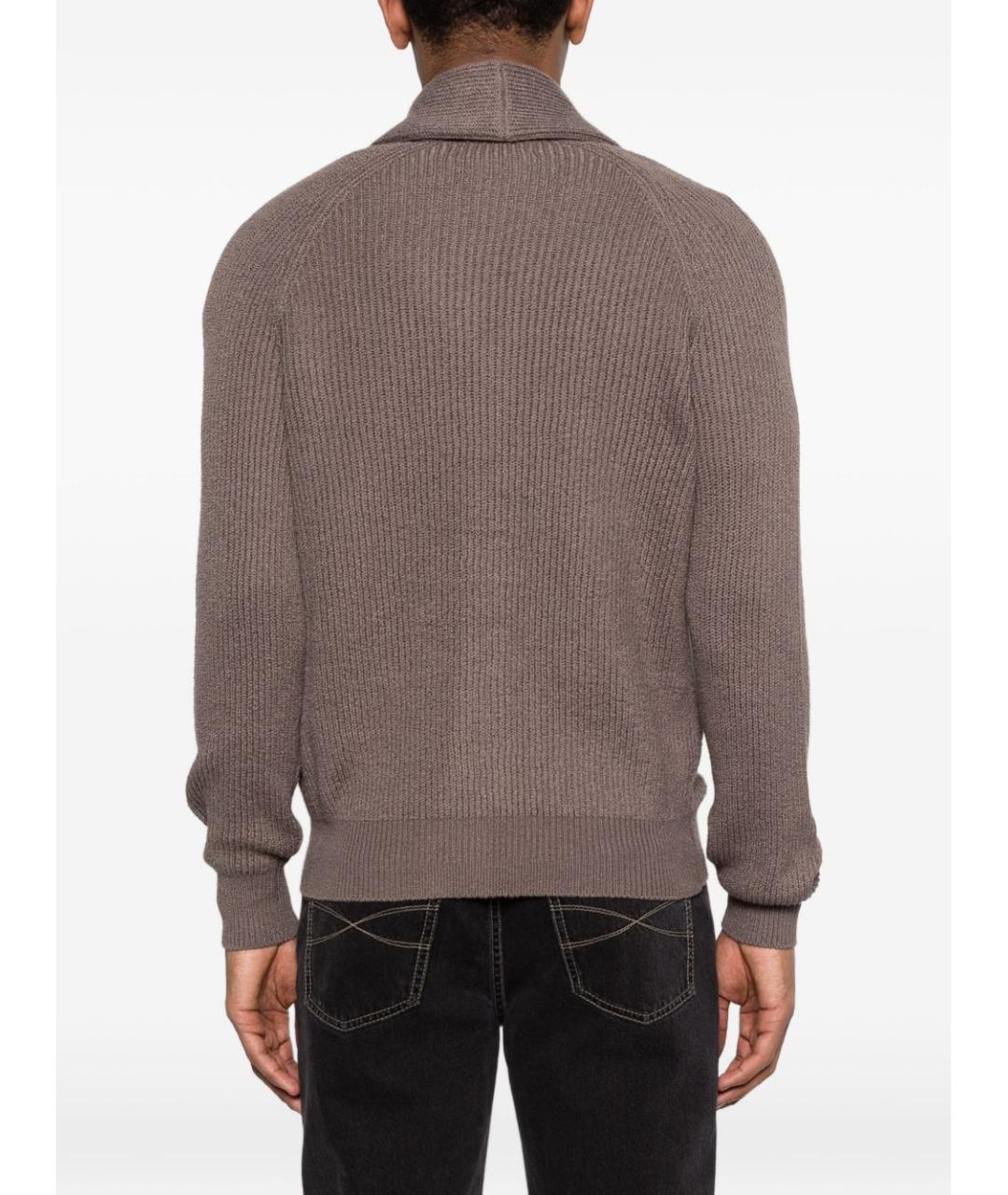 BRUNELLO CUCINELLI Коричневый хлопковый кардиган, фото 5