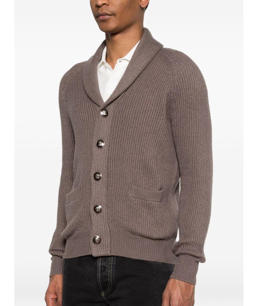 BRUNELLO CUCINELLI Коричневый хлопковый кардиган, фото 2