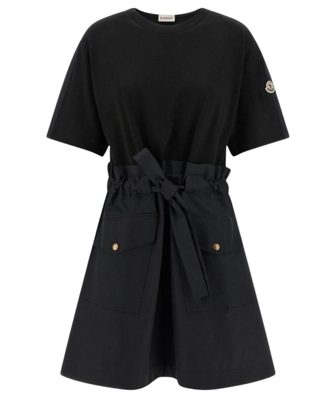 MONCLER Черное хлопковое повседневное платье, фото 1