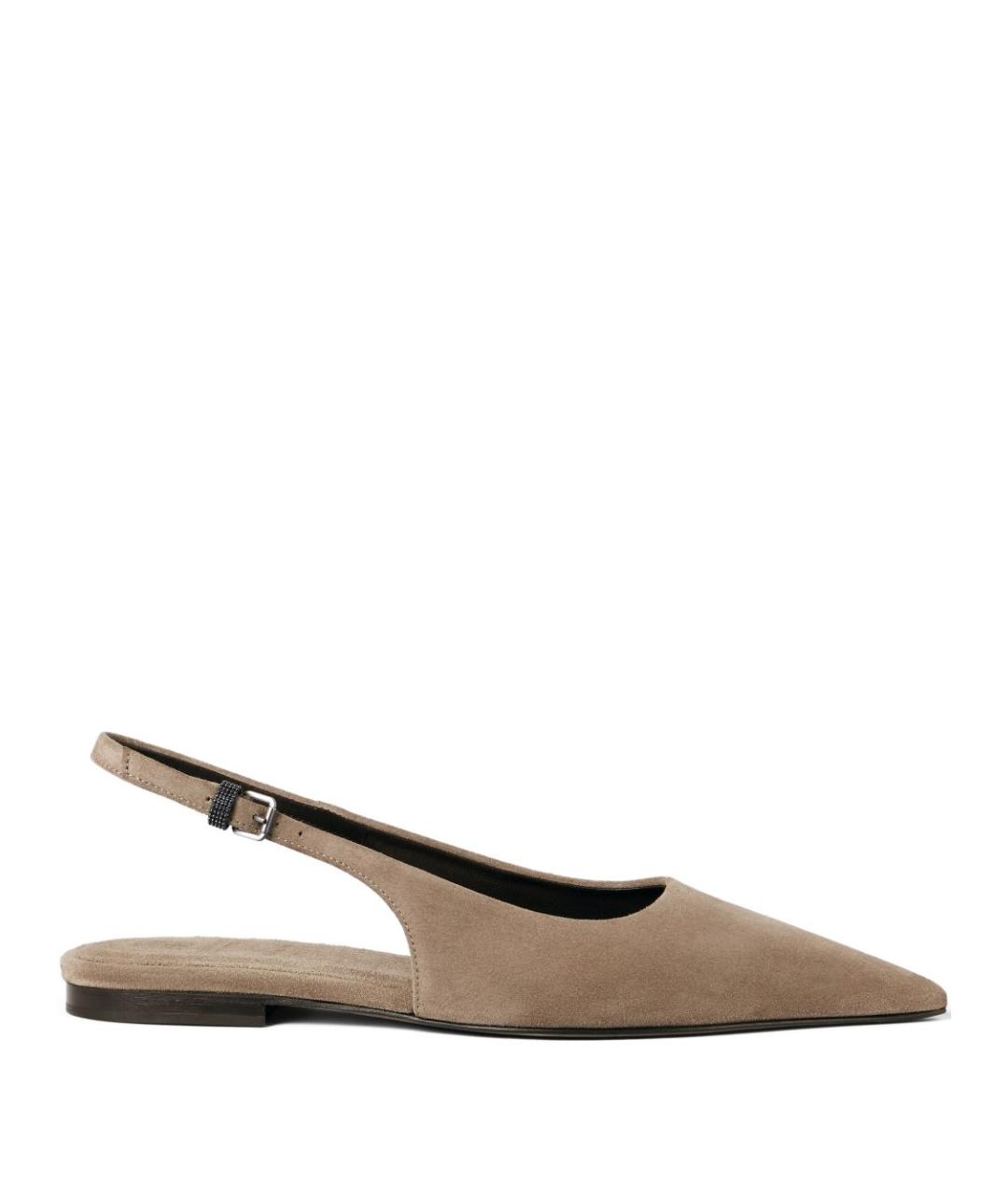 BRUNELLO CUCINELLI Бежевые замшевые балетки, фото 1