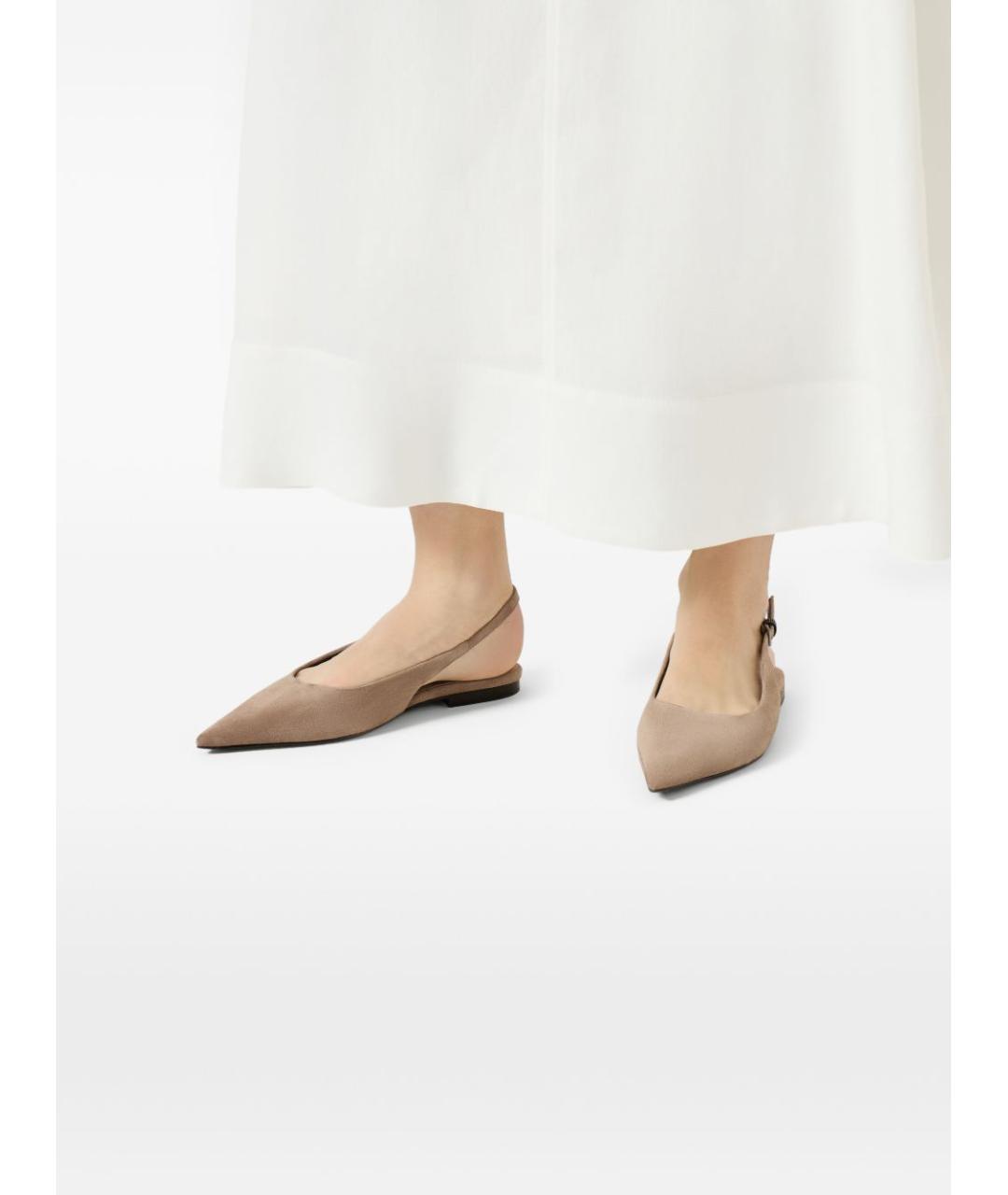 BRUNELLO CUCINELLI Бежевые замшевые балетки, фото 5