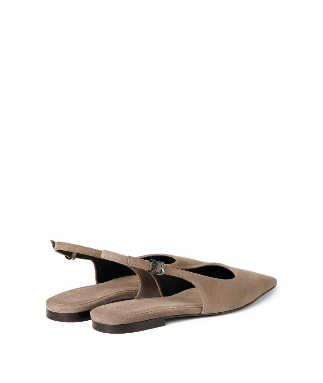 BRUNELLO CUCINELLI Бежевые замшевые балетки, фото 3