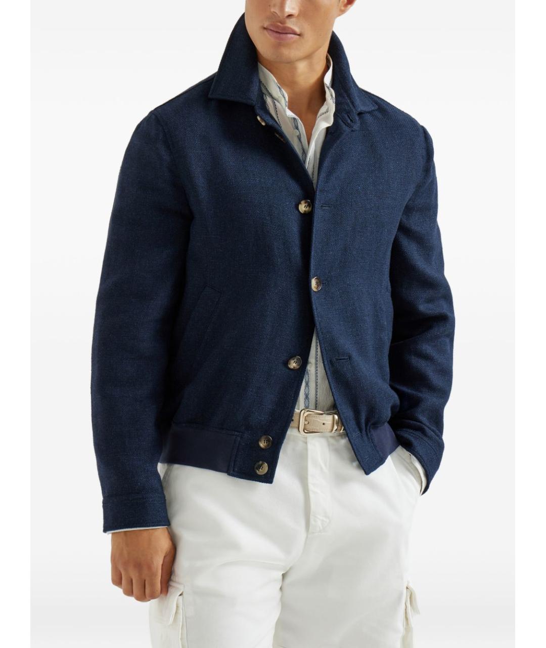 BRUNELLO CUCINELLI Синяя льняная куртка, фото 2