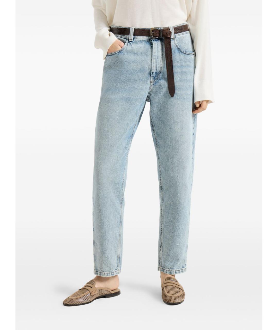 BRUNELLO CUCINELLI Голубые хлопковые джинсы слим, фото 2