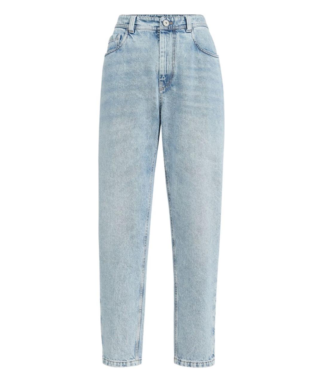 BRUNELLO CUCINELLI Голубые хлопковые джинсы слим, фото 1
