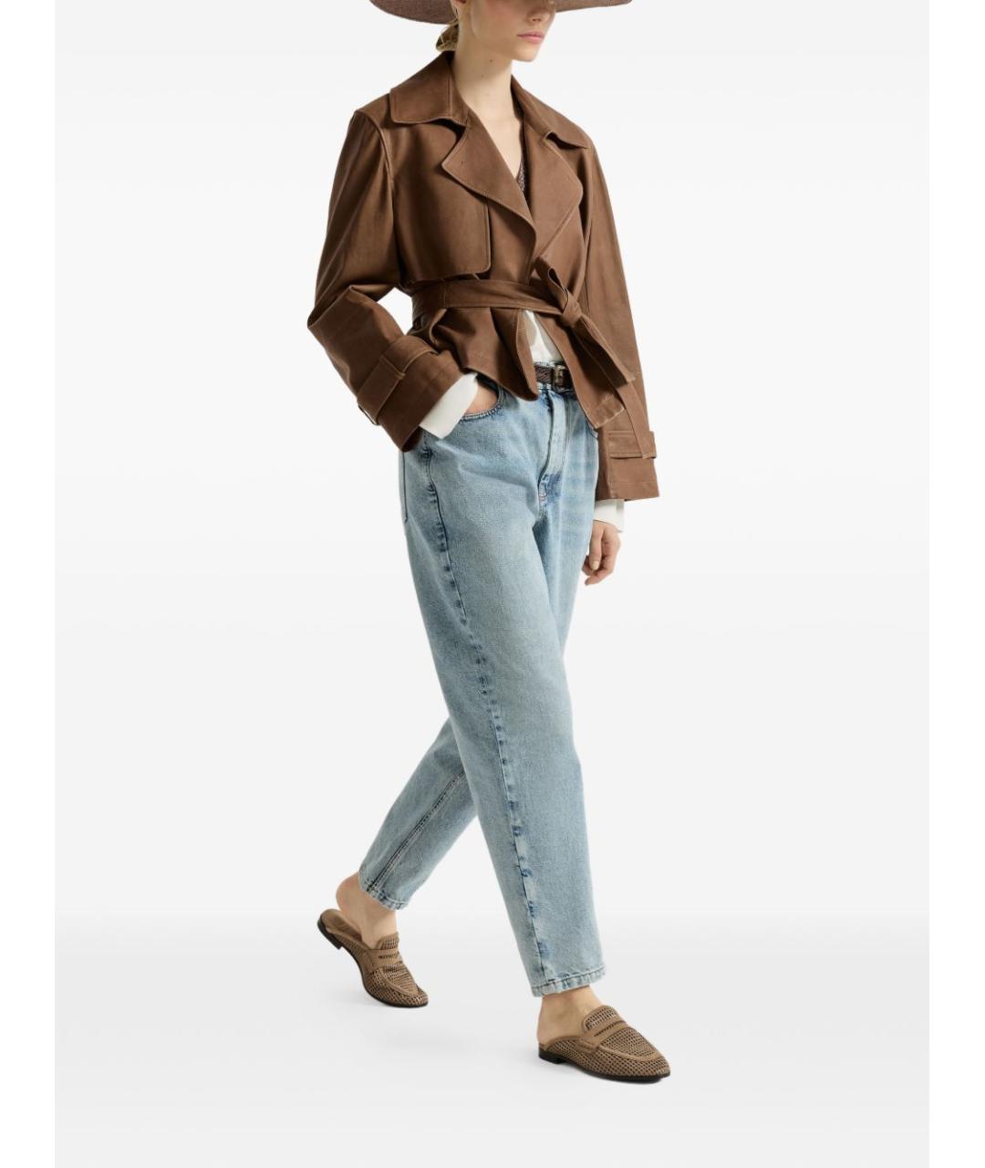 BRUNELLO CUCINELLI Голубые хлопковые джинсы слим, фото 5