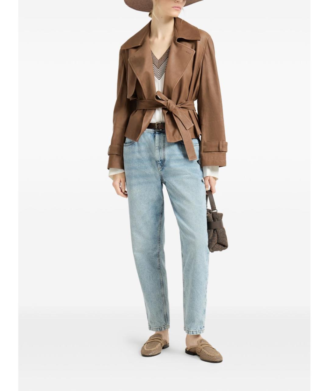 BRUNELLO CUCINELLI Голубые хлопковые джинсы слим, фото 3