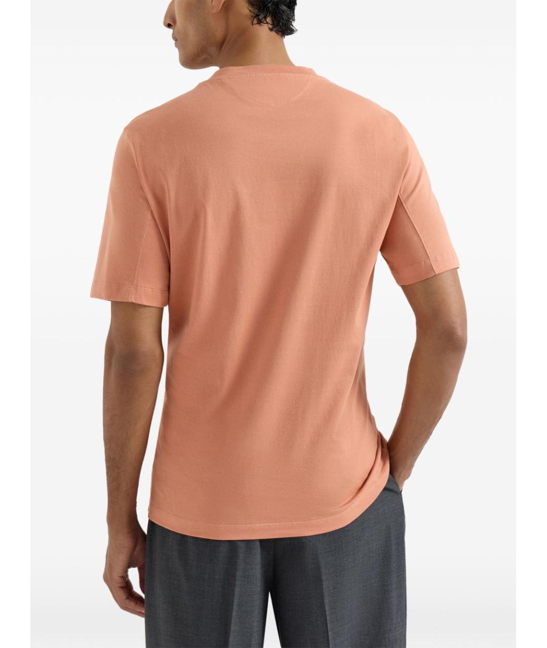 BRUNELLO CUCINELLI Оранжевая хлопковая футболка, фото 5