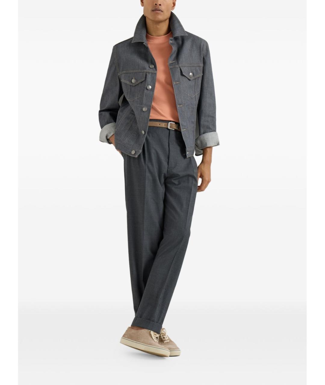 BRUNELLO CUCINELLI Оранжевая хлопковая футболка, фото 3