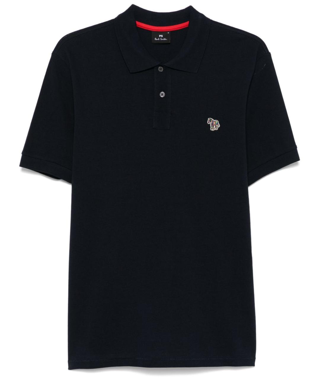 PAUL SMITH Темно-синее хлопковое поло с коротким рукавом, фото 1