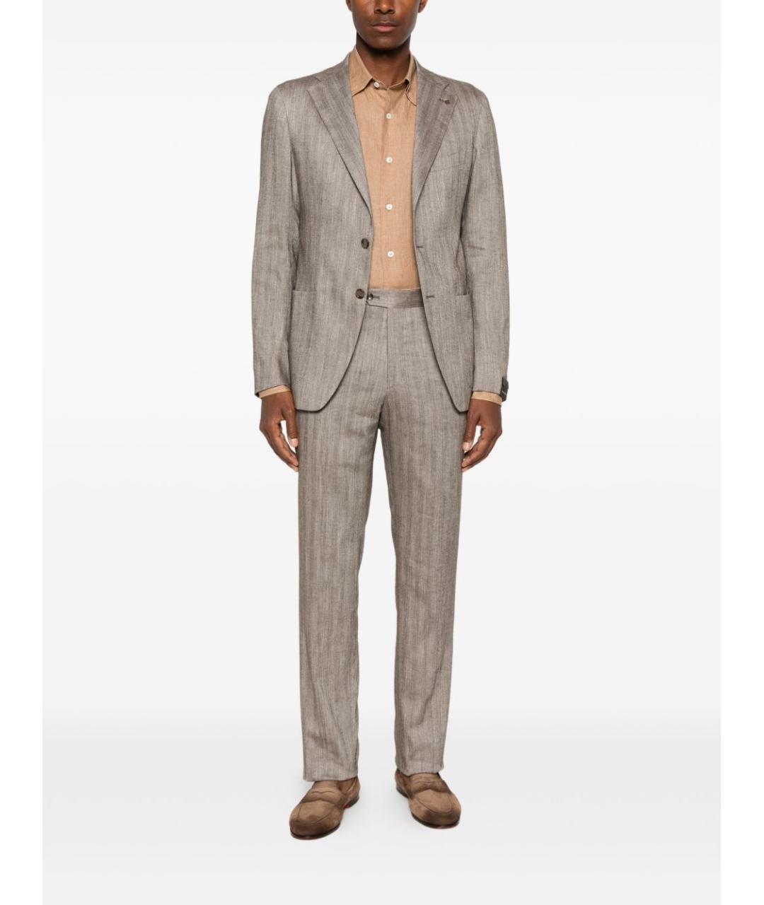 BRIONI Бежевая льняная кэжуал рубашка, фото 3