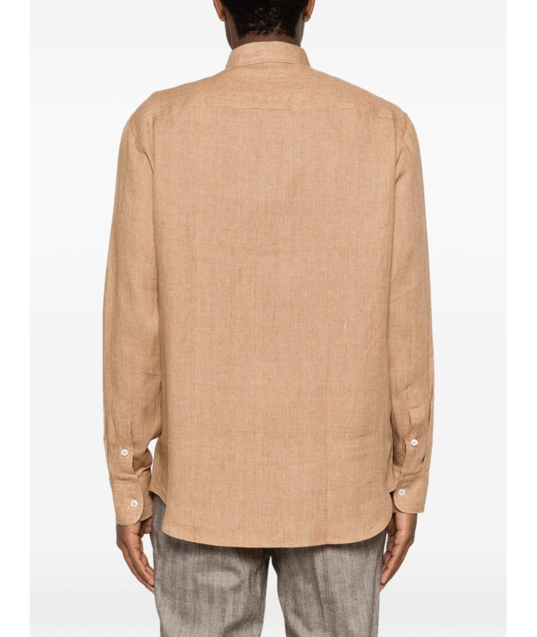 BRIONI Бежевая льняная кэжуал рубашка, фото 4