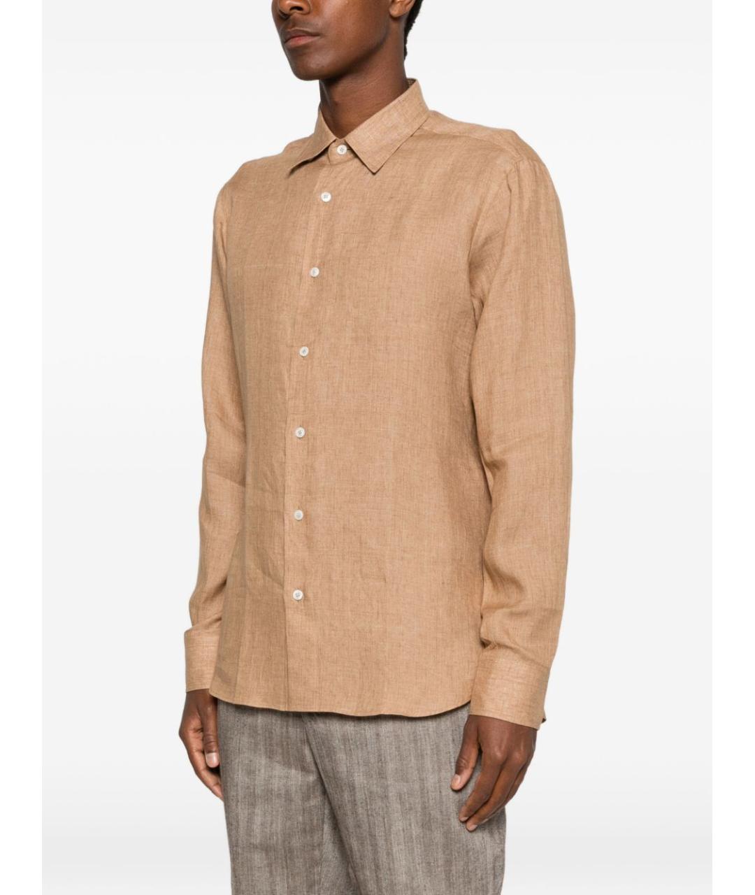 BRIONI Бежевая льняная кэжуал рубашка, фото 5