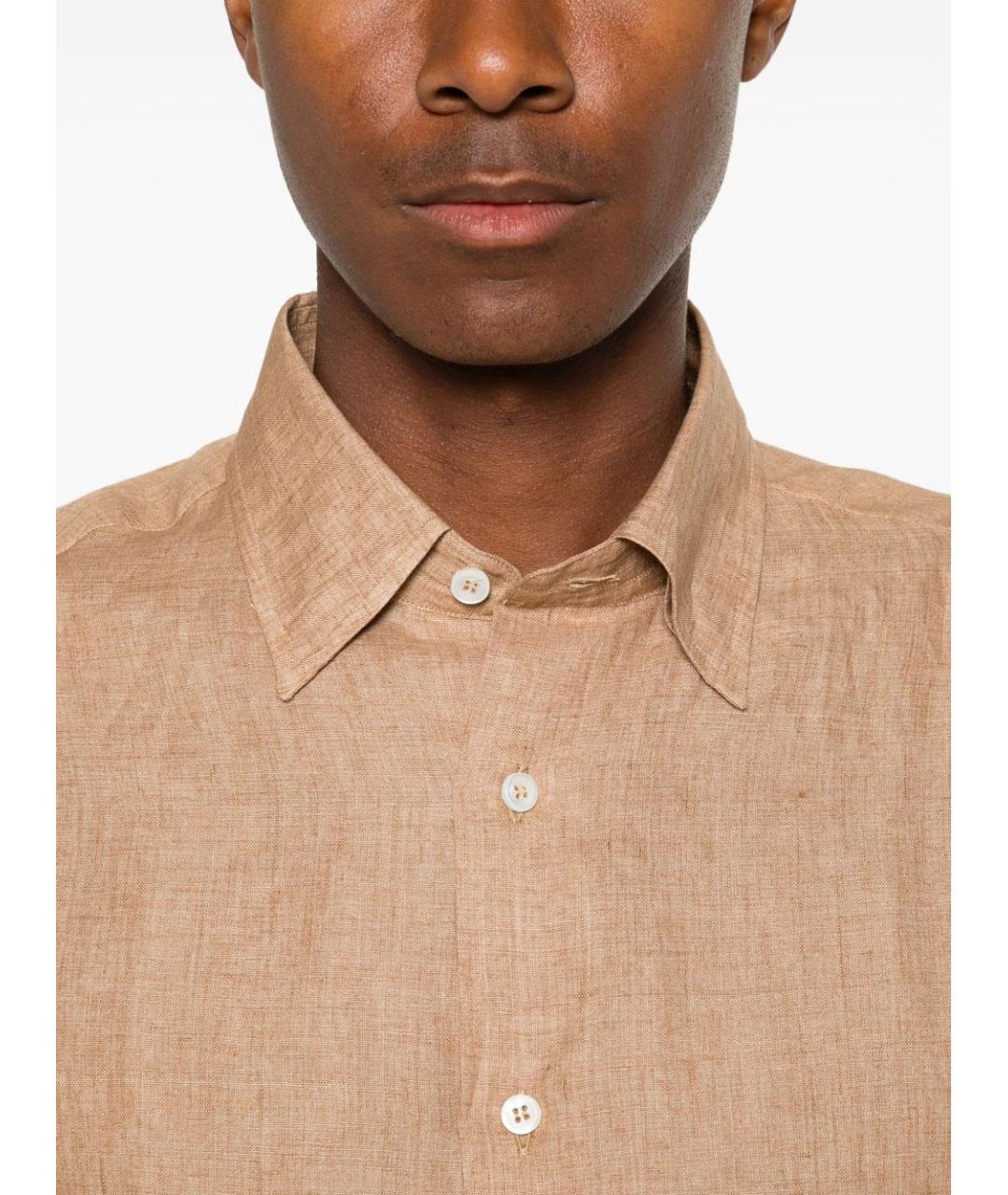 BRIONI Бежевая льняная кэжуал рубашка, фото 2