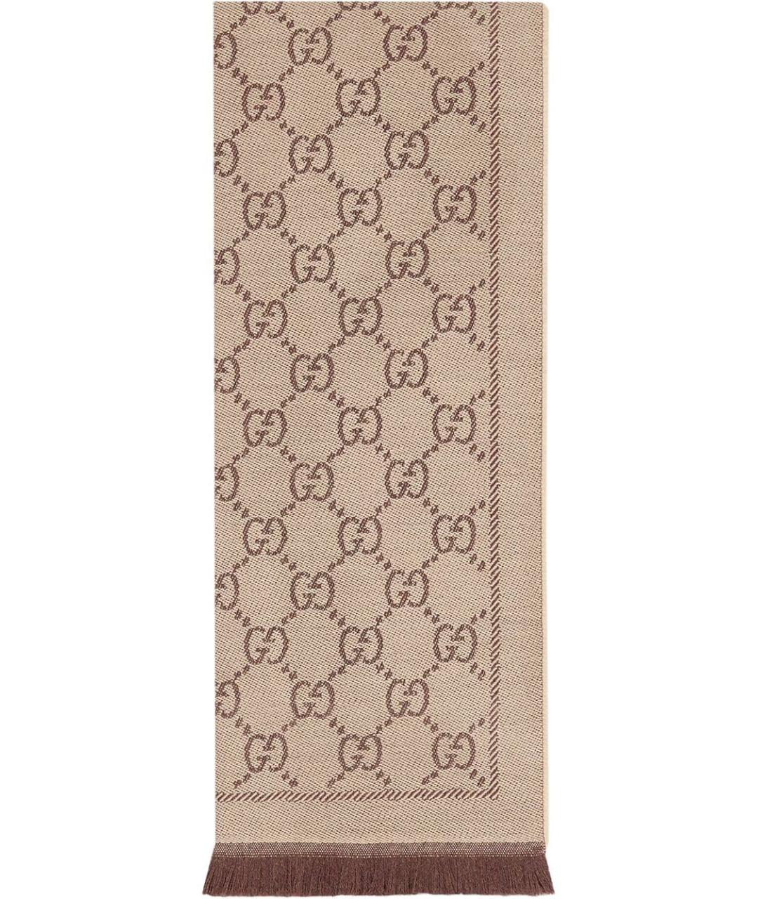 GUCCI Бежевый шерстяной шарф, фото 1