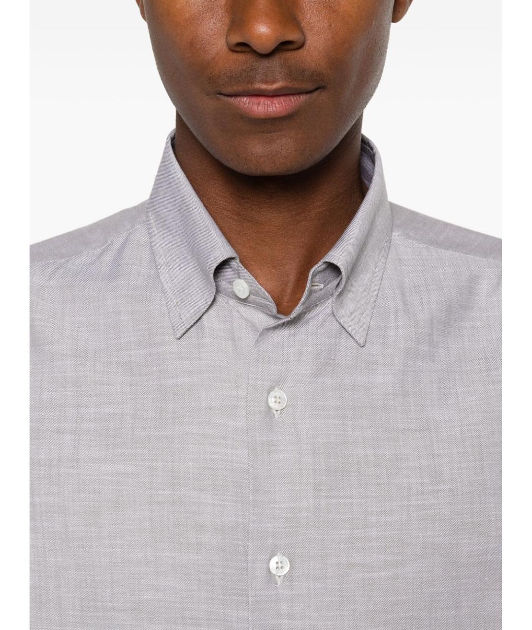 BRIONI Серая хлопковая кэжуал рубашка, фото 3