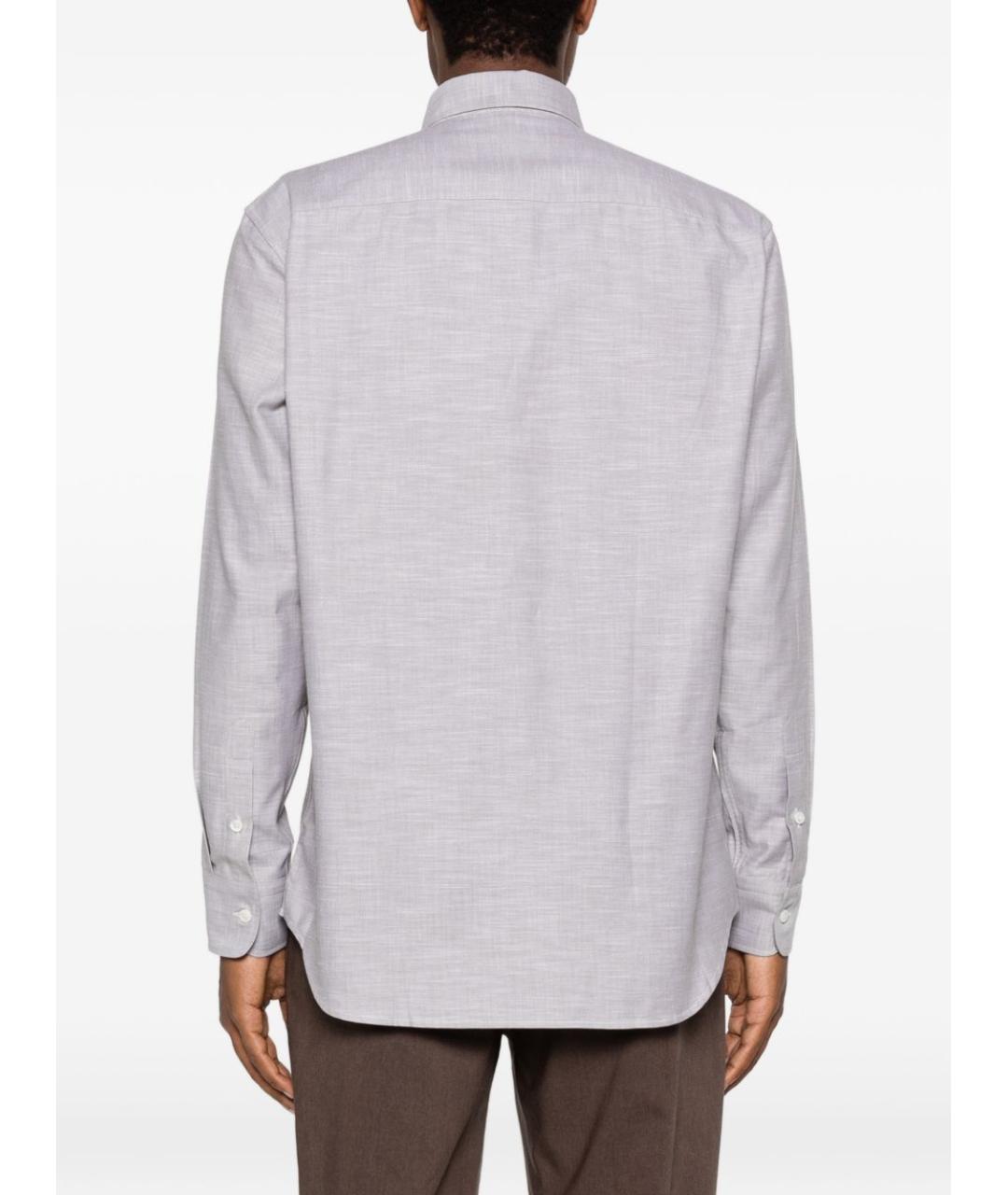 BRIONI Серая хлопковая кэжуал рубашка, фото 5