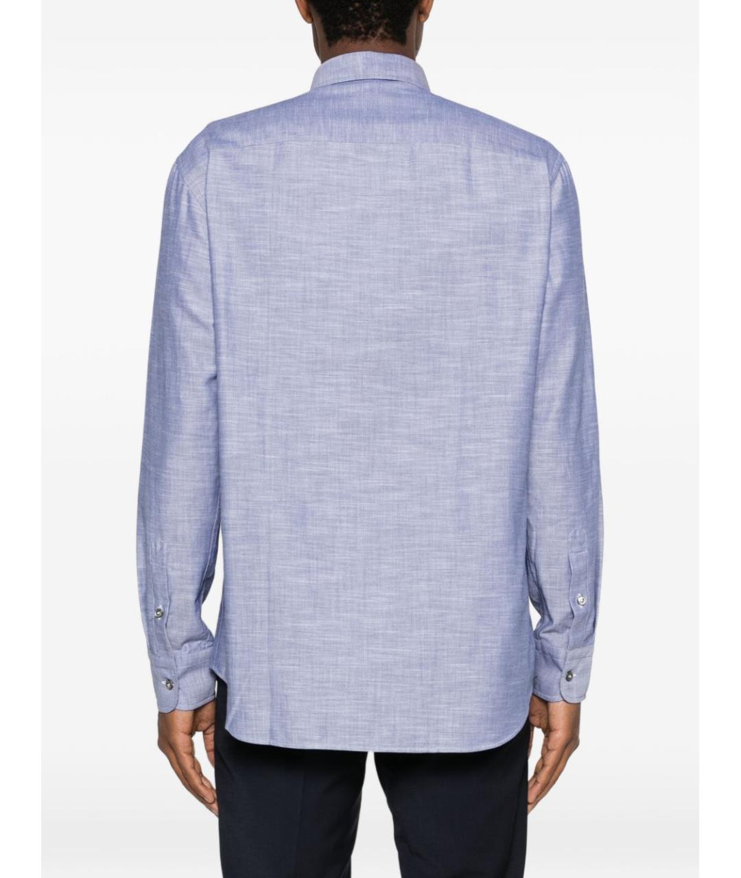BRIONI Синяя хлопковая кэжуал рубашка, фото 4