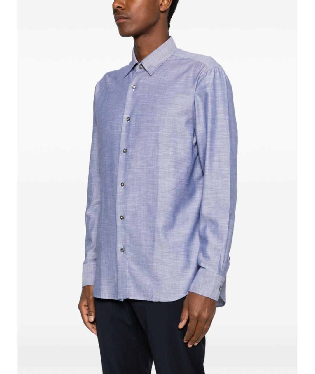 BRIONI Синяя хлопковая кэжуал рубашка, фото 3