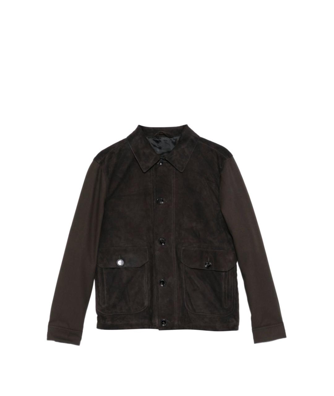 BRIONI Коричневая кожаная куртка, фото 1