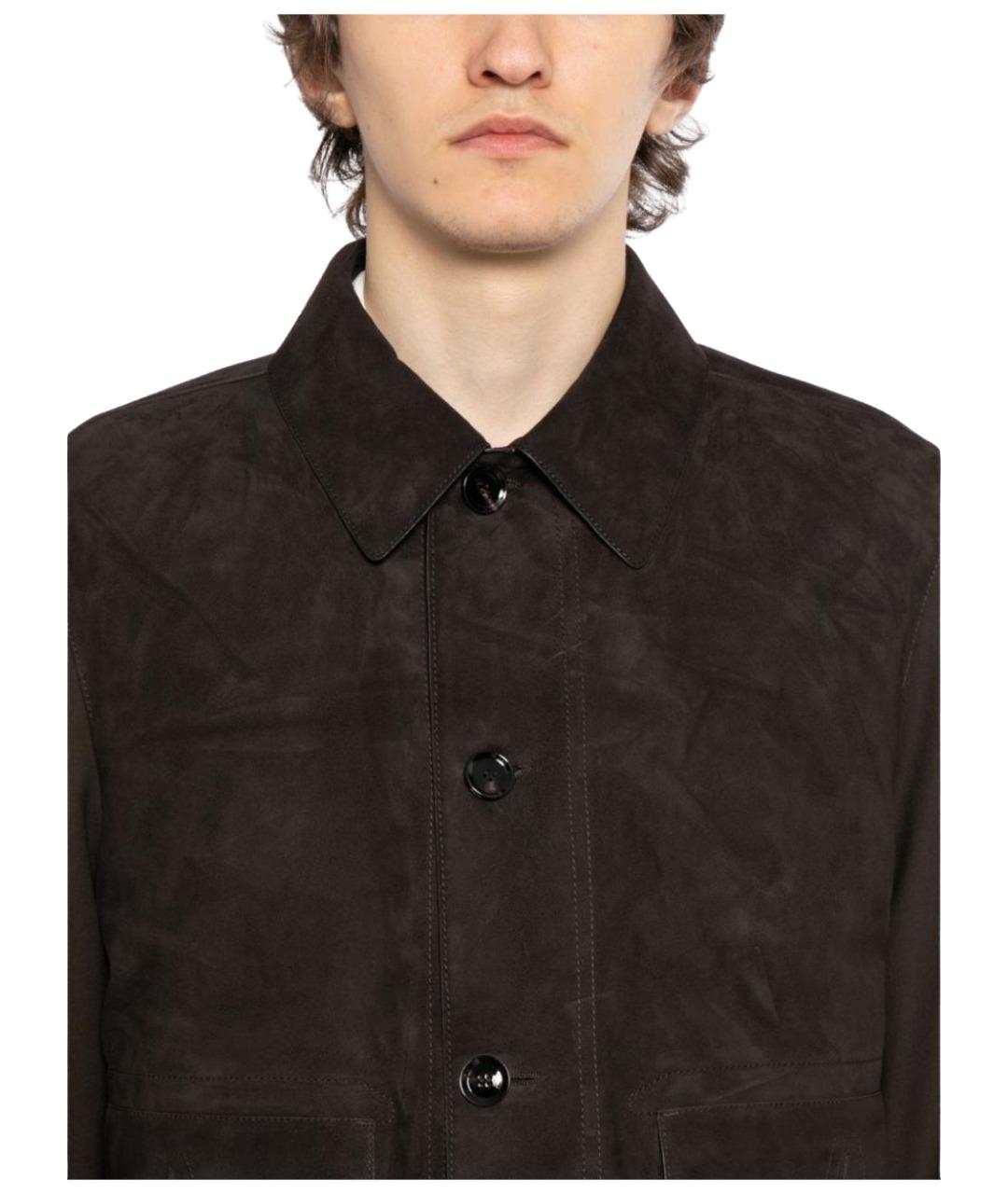 BRIONI Коричневая кожаная куртка, фото 2