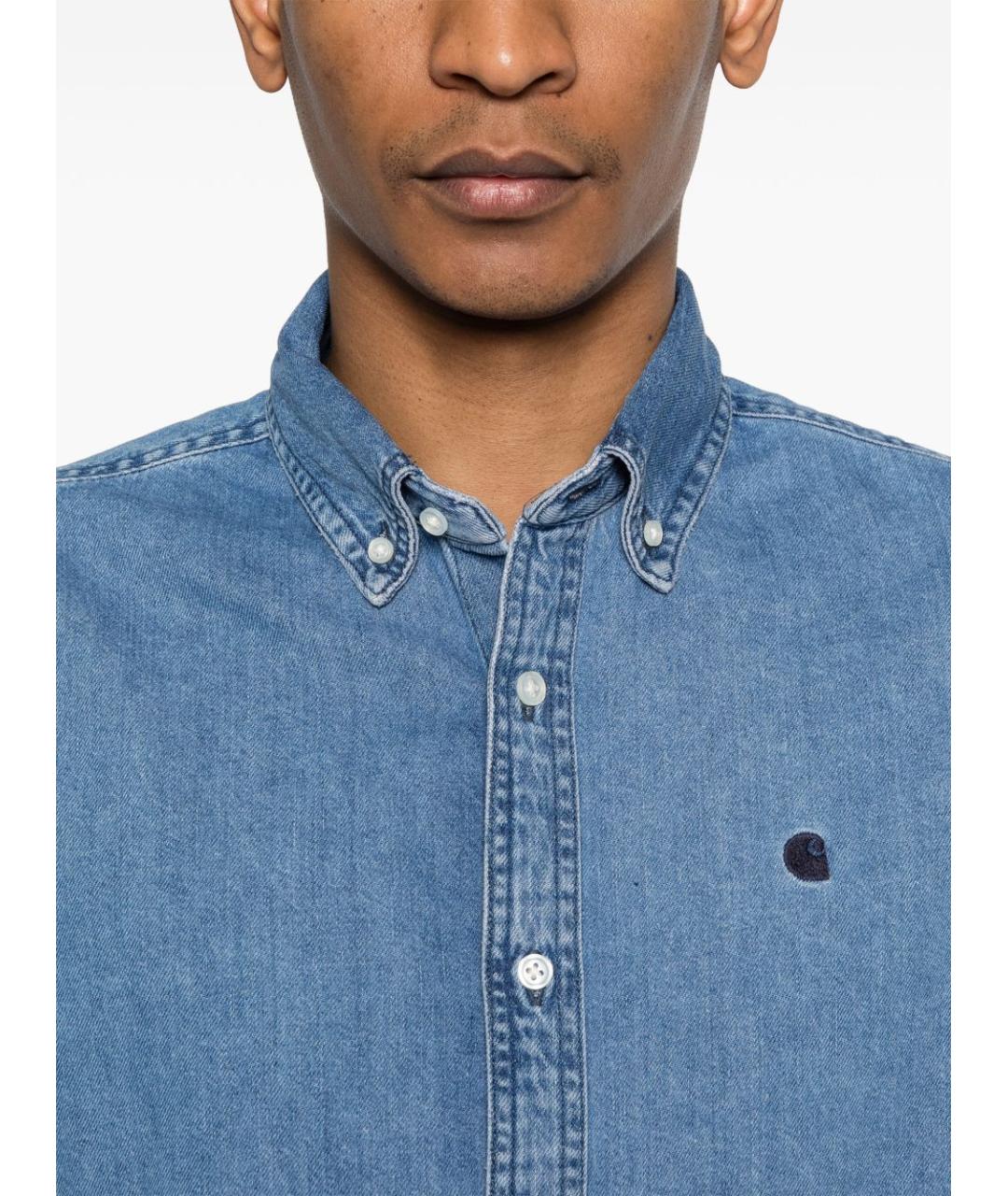 CARHARTT WIP Голубая хлопковая кэжуал рубашка, фото 5