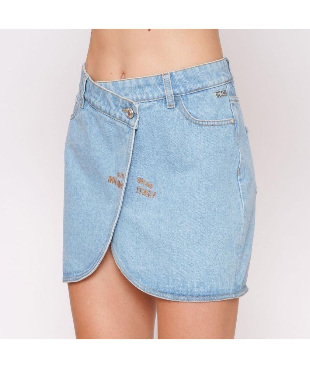 GCDS Голубая деним юбка мини, фото 4