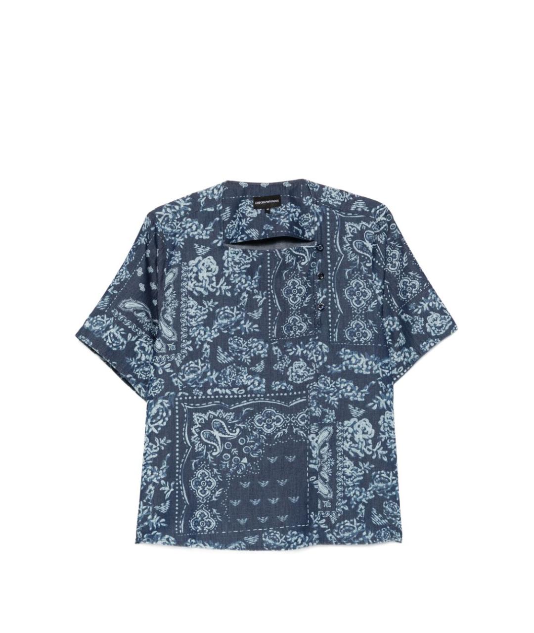 EMPORIO ARMANI Синяя хлопковая футболка, фото 1