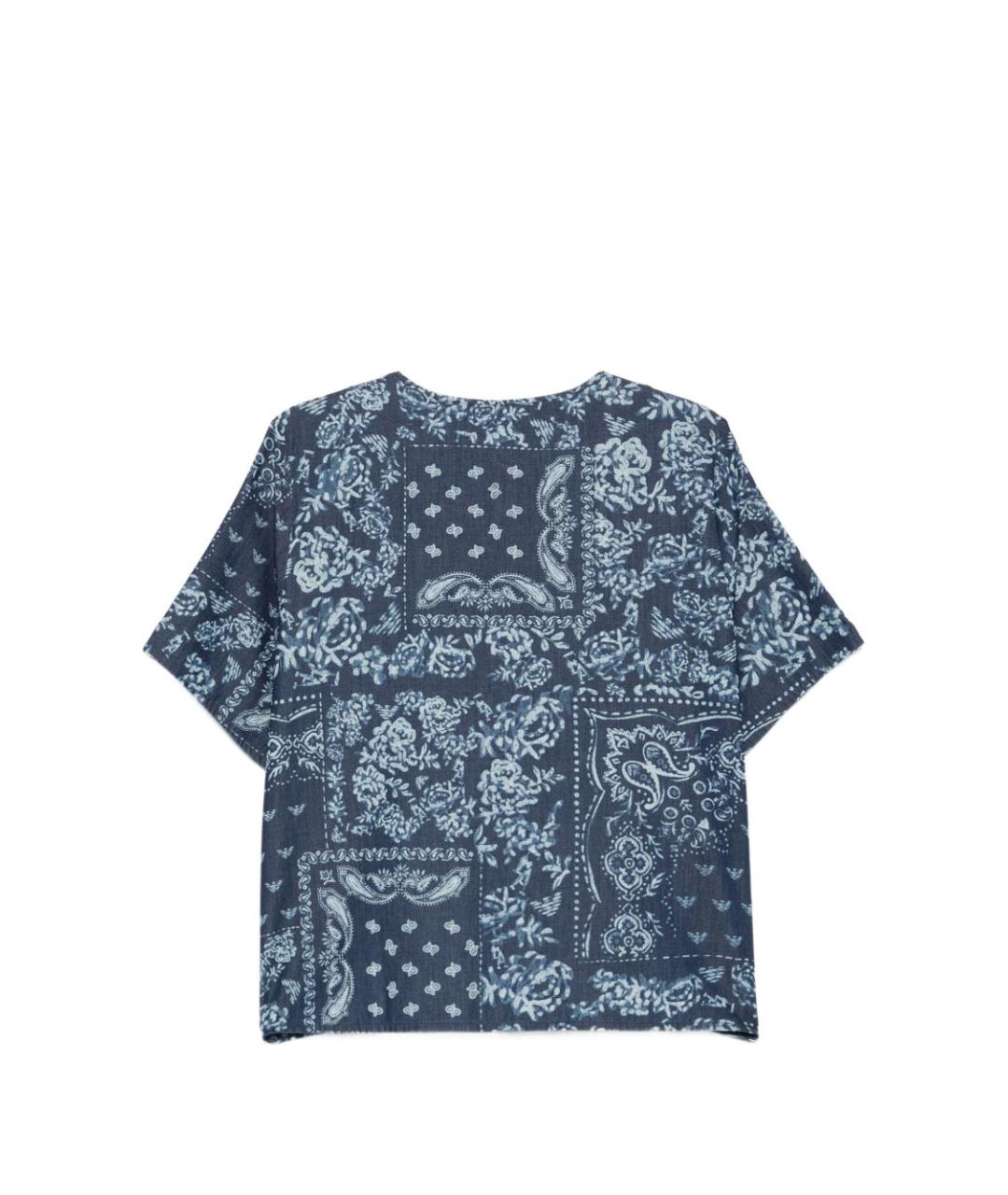 EMPORIO ARMANI Синяя хлопковая футболка, фото 2