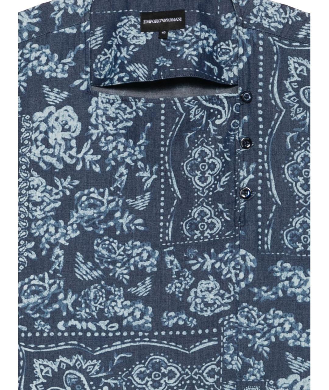 EMPORIO ARMANI Синяя хлопковая футболка, фото 3