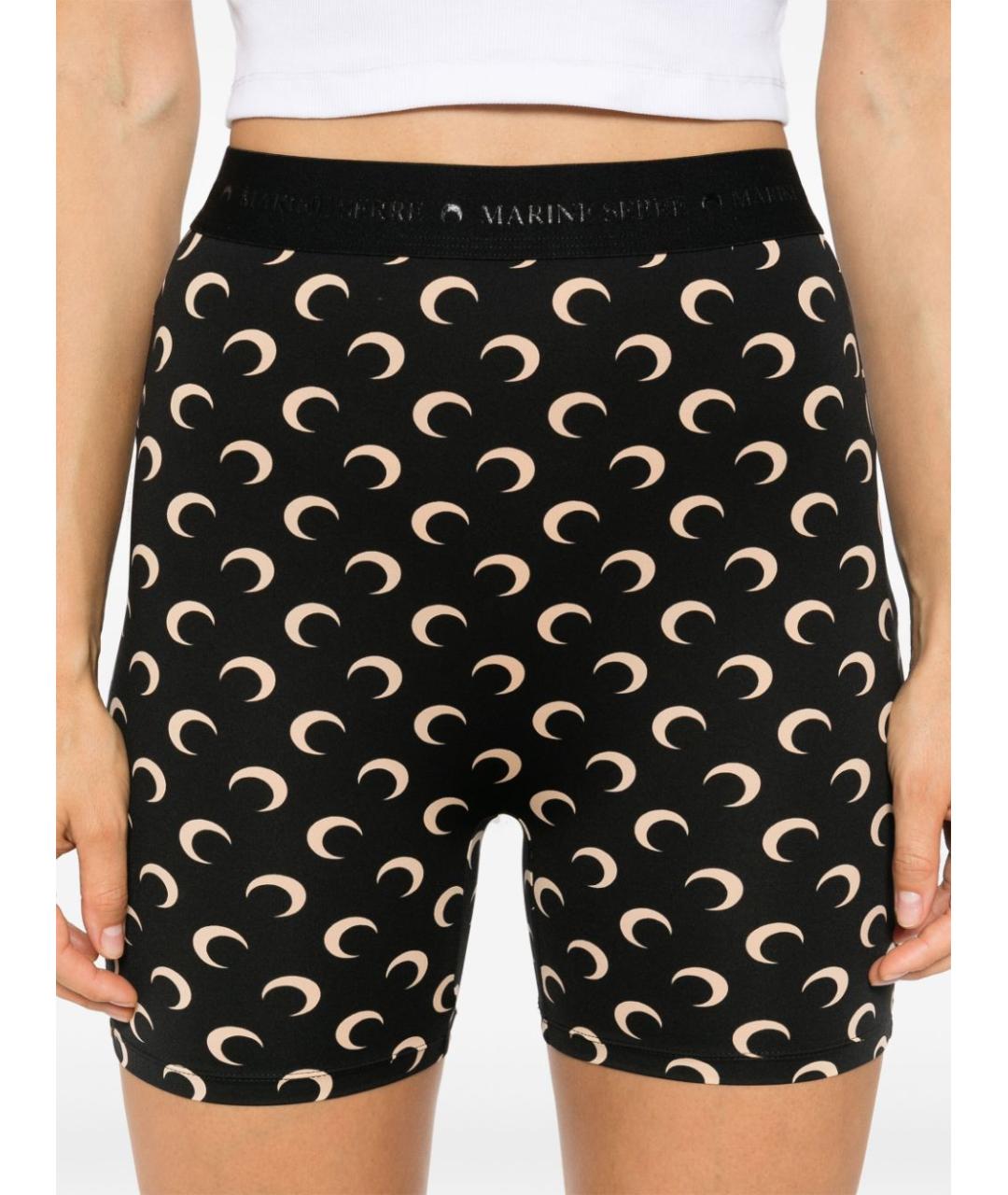 MARINE SERRE Черные полиамидовые леггинсы и велосипедки, фото 3