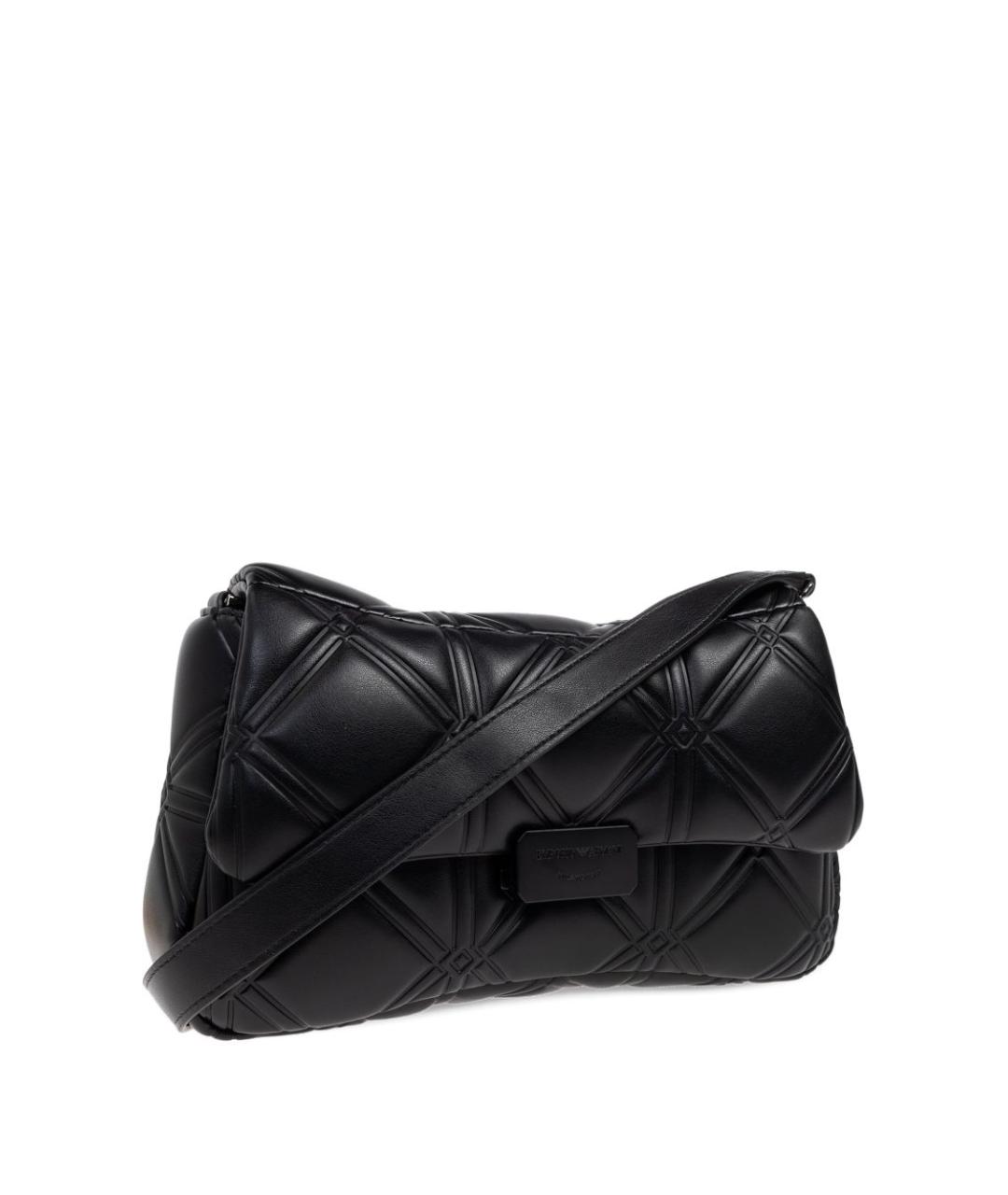 EMPORIO ARMANI Черная кожаная сумка через плечо, фото 1