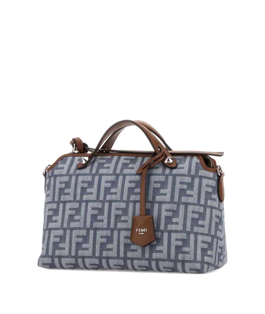 FENDI Голубая жаккардовая сумка тоут, фото 3